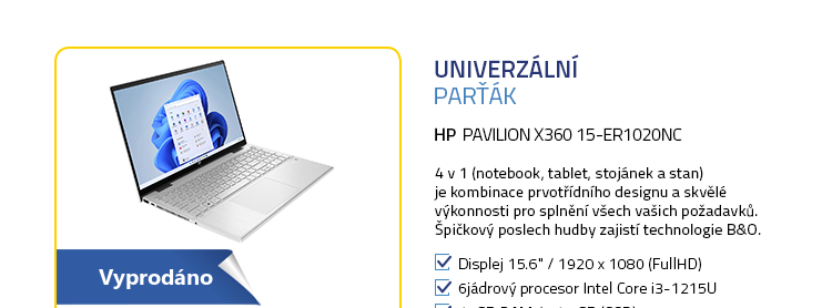 Notebook HP Pavilion x360 15-er1020nc stříbrná