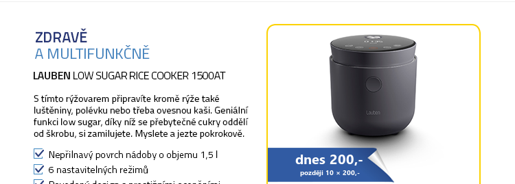 Lauben Low Sugar Rice Cooker 1500AT černá
