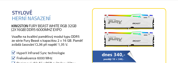 Kingston Fury Beast White RGB 32GB (2x16GB) DDR5 6000MHz EXPO