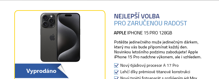 Mobilní telefon - Apple iPhone 15 Pro 128GB Titanová černá