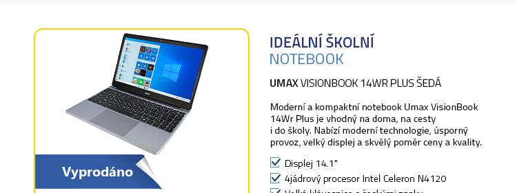 Notebook UMAX VisionBook 14Wr Plus šedá