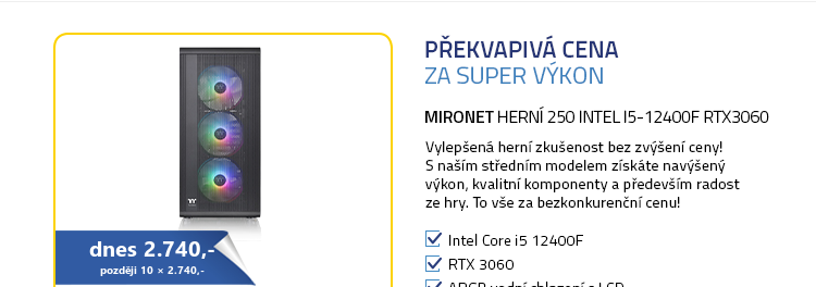 Mironet Herní 250 Intel i5-12400F RTX3060