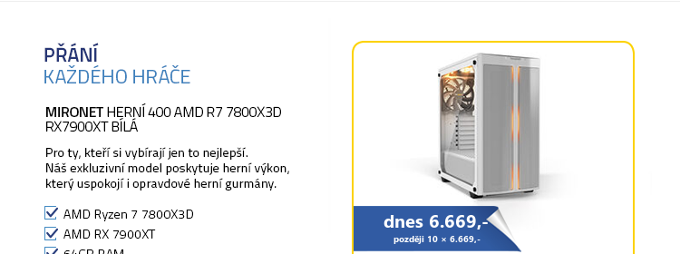Mironet Herní 400 AMD R7 7800X3D RX7900XT Bílá