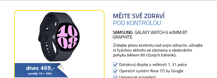 Chytré hodinky SAMSUNG Galaxy Watch 6 40mm BT Graphite
