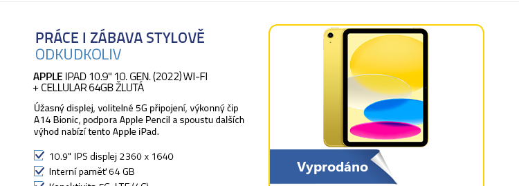 Apple iPad 10.9" 10. gen. (2022) Wi-Fi + Cellular 64GB žlutá