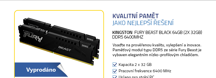 Kingston Fury Beast Black 64GB (2x 32GB) DDR5 6400MHz