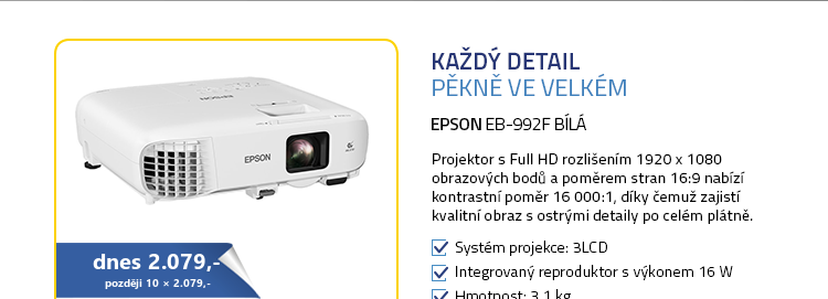 Projektor Epson EB-992F bílá
