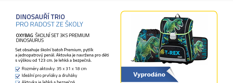 OXYBAG Školní set 3ks Premium Dinosaurus