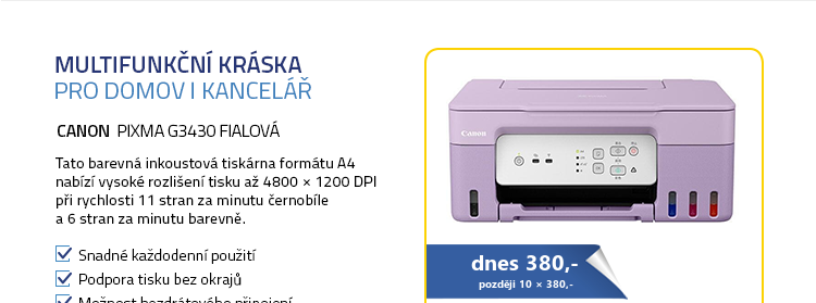 Multifunkční tiskárna Canon PIXMA G3430 fialová