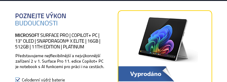 Microsoft Surface Pro | Copilot+ PC | 13" OLED | Snapdragon® X Elite | 16GB | 512GB | 11th Edition | Platinum