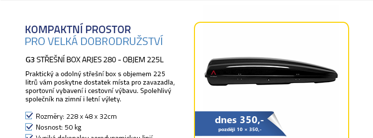 G3 Střešní box Arjes 280 - objem 225l