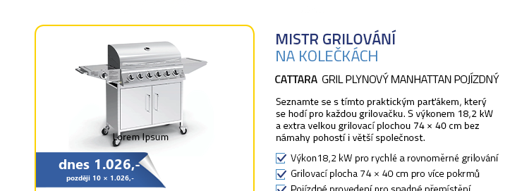 Cattara Gril plynový MANHATTAN pojízdný