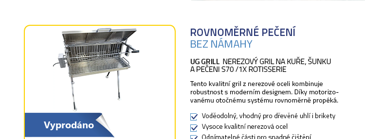 UG Grill Nerezový gril na kuře, šunku a pečeni S70 /1x Rotisserie