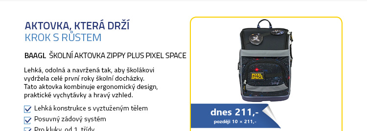 BAAGL Školní aktovka Zippy plus Pixel Space
