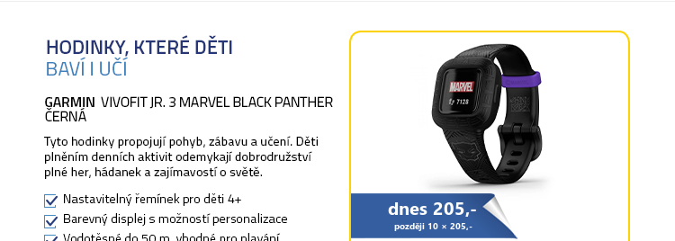 Garmin Vivofit jr. 3 Marvel Black Panther černá