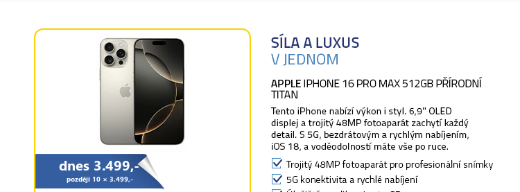 Apple iPhone 16 Pro Max 512GB přírodní titan