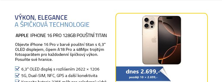Apple iPhone 16 Pro 128GB pouštní titan