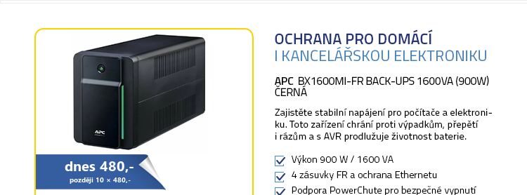 APC BX1600MI-FR Back-UPS 1600VA (900W) černá