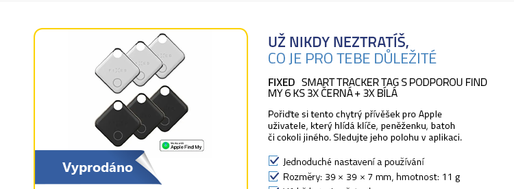 FIXED Smart tracker Tag s podporou Find My 6 ks 3x černá + 3x bílá