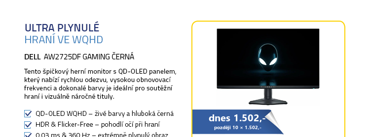 27" DELL AW2725DF Gaming černá
