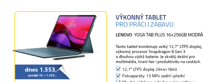 Lenovo Yoga Tab Plus 16+256GB modrá