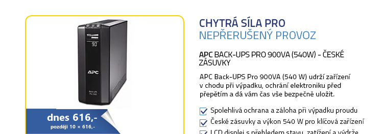 Back-UPS Pro 900VA (540W) - české zásuvky