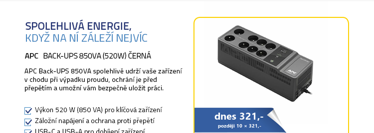 APC Back-UPS 850VA (520W) černá