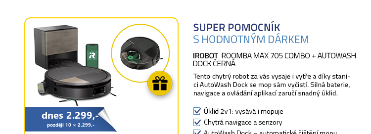 iRobot Roomba Max 705 Combo + AutoWash dock černá