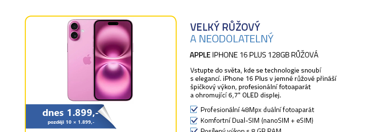Apple iPhone 16 Plus 128GB růžová