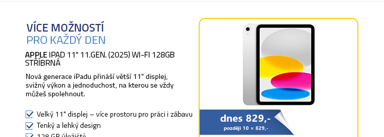 Apple iPad 11" 11.gen. (2025) Wi-Fi 128GB stříbrná