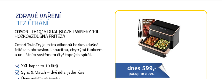 Cosori TF101S Dual blaze TwinFry 10l hozkovzdušná fritéza