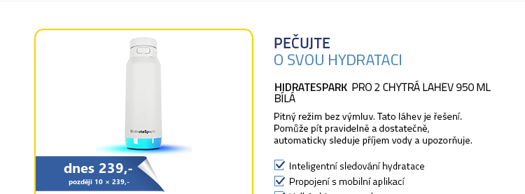 HidrateSpark PRO 2 Chytrá lahev 950 ml bílá