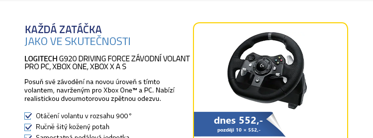 Logitech G920 Driving Force závodní volant pro PC, Xbox One, Xbox X a S