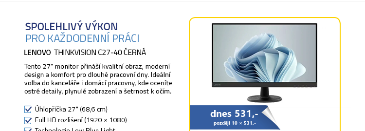 27.0" Lenovo ThinkVision C27-40 černá