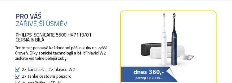 Philips Sonicare 5500 HX7119/01 černá & bílá