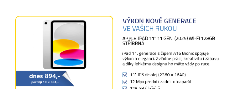 Apple iPad 11" 11.gen. (2025) Wi-Fi 128GB stříbrná