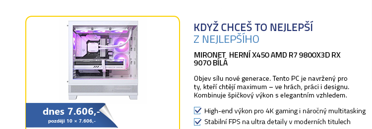 PC Mironet Herní X450 AMD R7 9800X3D RX 9070 Bílá