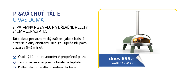 ZiiPa Piana Pizza pec na dřevěné pelety 31cm - eukalyptus