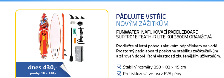 FunWater Nafukovací Paddleboard SUPFR01E Feath-R Lite Koi 350cm oranžová
