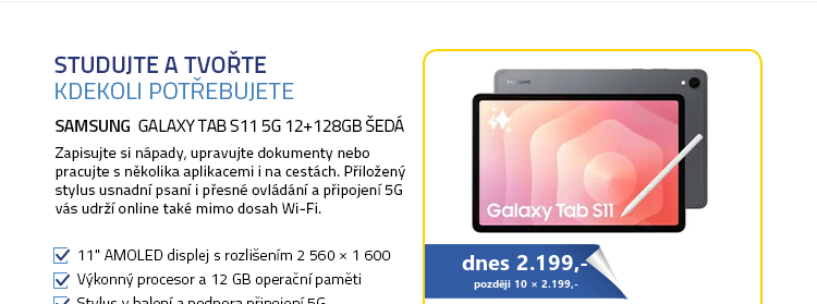 SAMSUNG Galaxy Tab S11 5G 12+128GB šedá