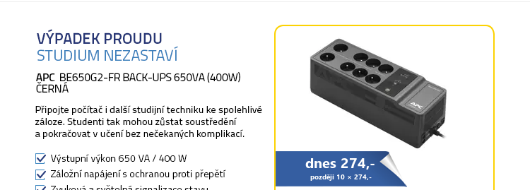 APC BE650G2-FR Back-UPS 650VA (400W) černá