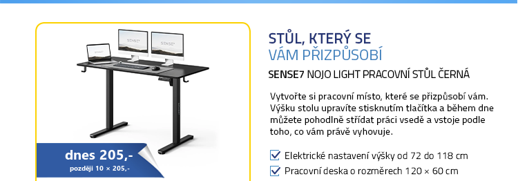 SENSE7 NOJO LIGHT Pracovní stůl černá