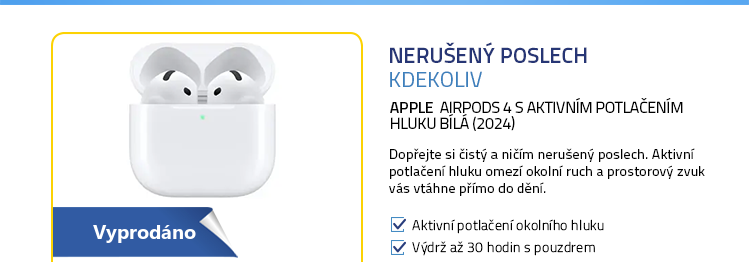 Apple AirPods 4 s aktivním potlačením hluku bílá (2024)