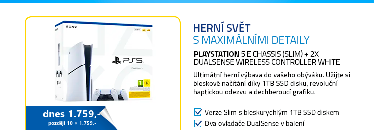 PlayStation 5 E Chassis (Slim) + 2x DualSense Wireless Controller White